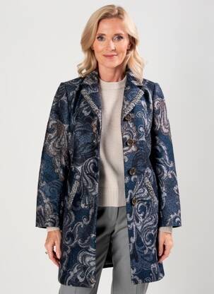 Manteau long coupe cintrée sans capuche bleu GUY DUBOUIS femme