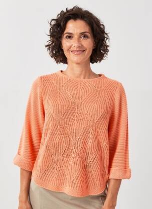 Pull coupe cintrée manches 3/4 orange MARBLE femme