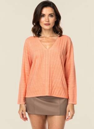 Pull coupe cintrée manches longues orange STREET ONE femme