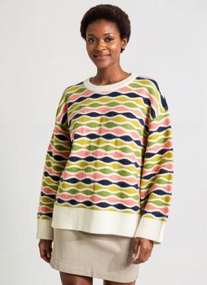 Pull coupe droite manches longues beige WHITE STUFF femme
