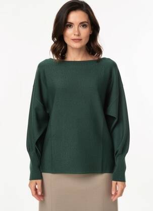 Pull coupe droite manches longues vert SURKANA femme