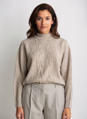 Pull coupe droite manches longues marron STREET ONE femme