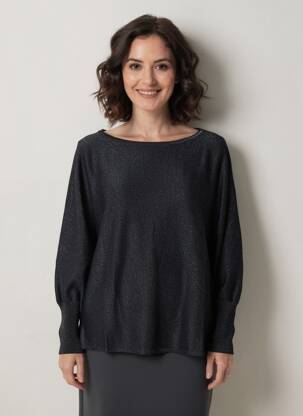 Pull coupe droite manches longues noir SURKANA femme