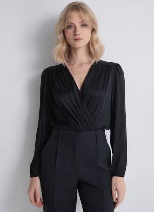 Body col v manches longues noir ARTLOVE femme