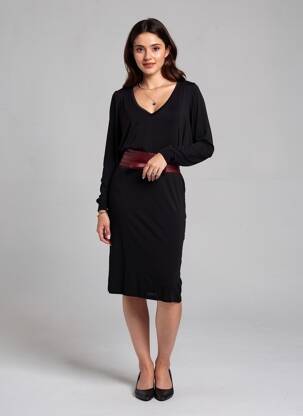 Robe mi-longue manches longues manches longues noir LEE COOPER femme