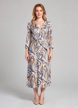 Robe mi-longue manches 3/4 manches 3/4 bleu LOLA ESPELETA femme