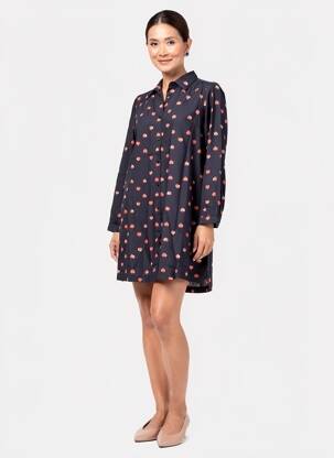 Robe courte manches longues manches longues bleu DIPLODOCUS femme