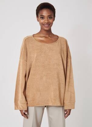 Pull coupe droite manches longues marron CREAM femme