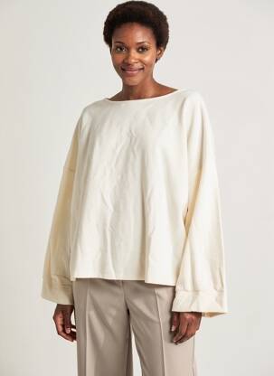 Pull coupe droite manches longues beige CREAM femme