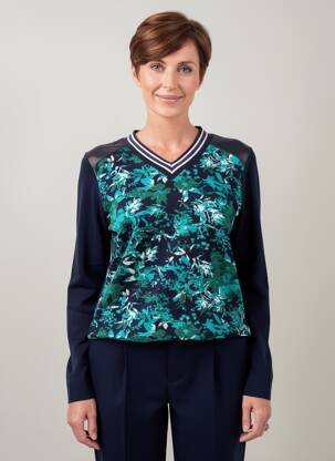 Pull coupe cintrée manches longues bleu GRIFFON femme