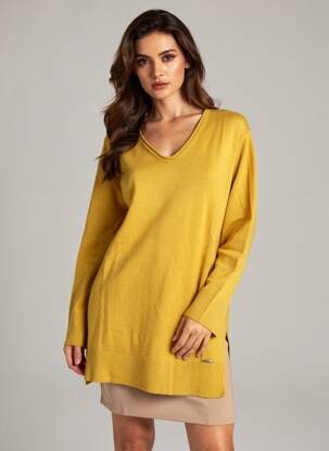 Pull coupe cintrée manches longues jaune BG WOMAN femme