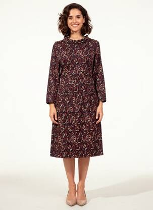 Robe mi-longue imprimé fleurs manches 3/4 noir WHITE STUFF femme