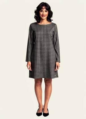 Robe courte coupe évasée manches longues noir SURKANA femme