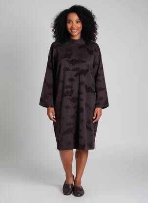 Robe mi-longue imprimé fantaisie manches longues marron WHITE STUFF femme