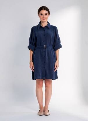 Robe mi-longue manches 3/4 manches 3/4 bleu MOLLY BRACKEN femme