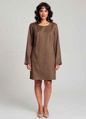Robe mi-longue manches longues manches longues marron IMPAQT femme