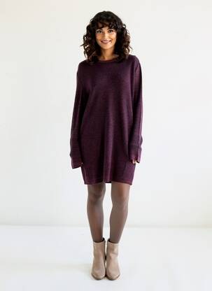 Robe pull coupe droite manches longues violet BEST MOUNTAIN femme