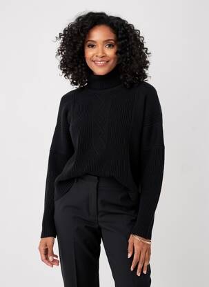 Pull stretch manches longues noir HIGH femme