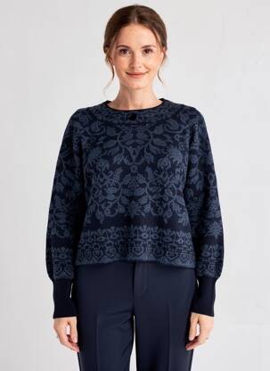 Pull stretch manches longues bleu HIGH femme