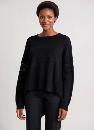 Pull tunique stretch manches longues noir HIGH femme