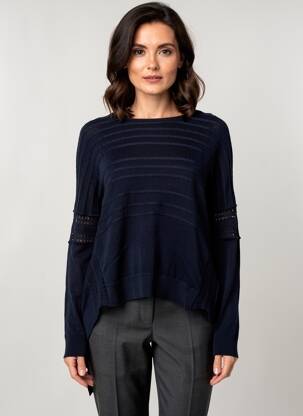 Pull tunique stretch manches longues bleu HIGH femme