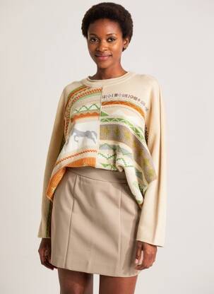 Pull stretch manches longues beige HIGH femme