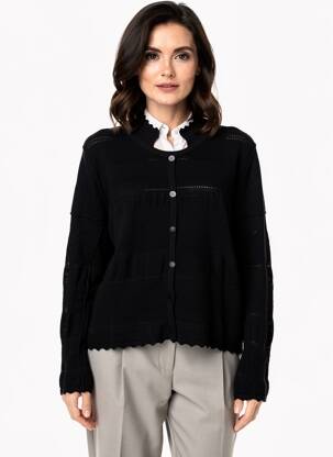 Gilet manches longues col rond noir HIGH femme
