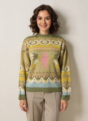 Pull stretch manches longues vert DANIEL HECHTER femme