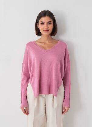Pull coupe cintrée manches longues rose BELLA JONES femme