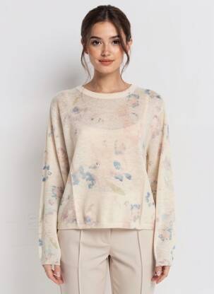 Pull coupe droite manches longues beige BELLEROSE femme