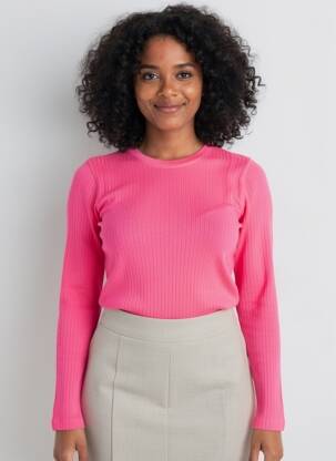 Pull stretch manches longues rose MAJESTIC FILATURES femme