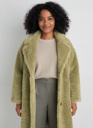 Manteau long coupe droite sans capuche vert OAKWOOD femme