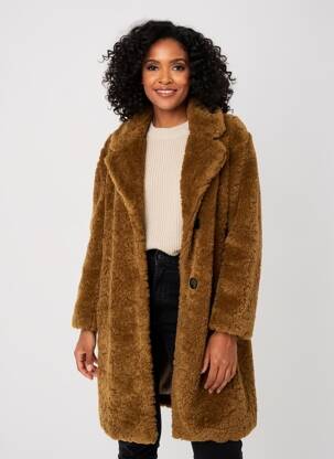 Manteau long coupe droite sans capuche marron OAKWOOD femme