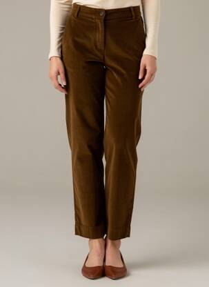 Pantalon chino fermeture zippée sous rabat boutonné taille normale marron HARTFORD femme