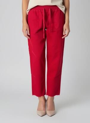 Pantalon droit taille élastique taille normale rouge HAPPY femme