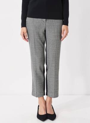 Pantalon 7/8 taille à pinces taille normale noir IDANO femme