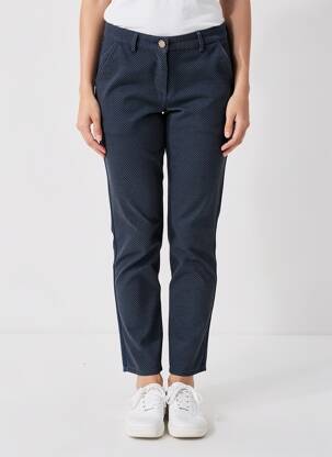 Pantalon chino fermeture zippée sous rabat boutonné taille normale bleu RED LEGEND femme