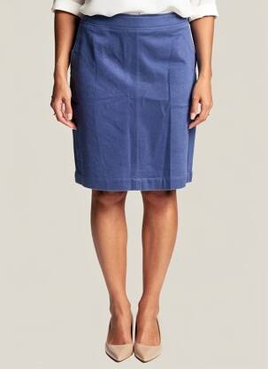 Jupe mi-longue stretch bleu ZILCH femme