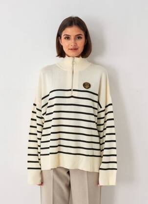 Pull stretch manches longues beige FIVE femme
