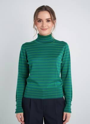 Pull col roulé coupe ajustée manches longues vert ZILCH femme