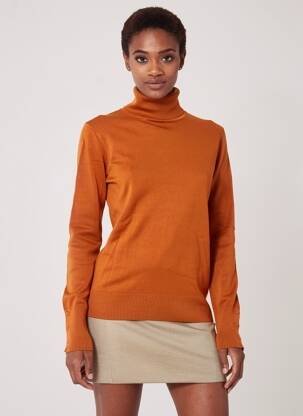 Pull col roulé stretch manches longues orange ZILCH femme