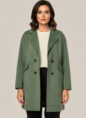Manteau long coupe droite sans capuche vert INDI & COLD femme