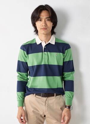 Polo manches longues manches longues vert SERGE BLANCO homme
