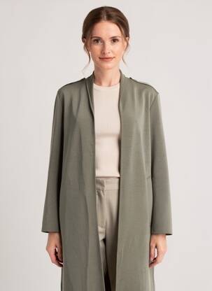 Manteau long coupe cintrée sans capuche vert YAYA femme