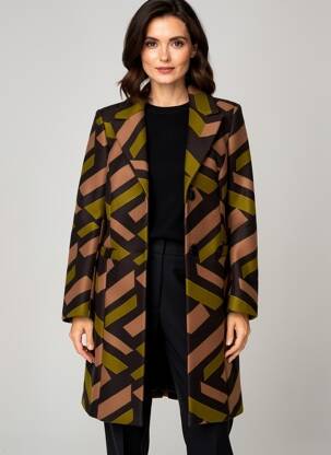 Manteau long coupe cintrée sans capuche noir RINASCIMENTO femme