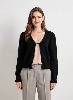 Gilet manches longues resserrée sur le bas noir LA PETITE FRANCAISE femme