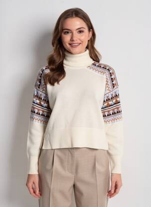 Pull col roulé stretch manches longues beige SCOTCH & SODA femme