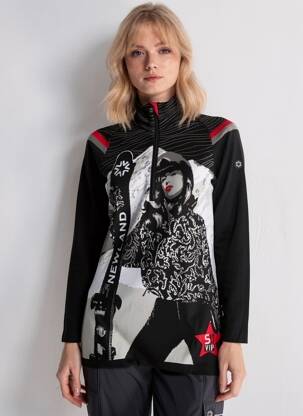 Pull coupe cintrée manches longues noir NEWLAND femme