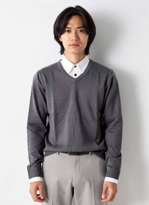 Pull stretch manches longues gris UGHOLIN homme