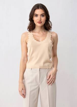 Pull col v sans manche beige GUESS femme